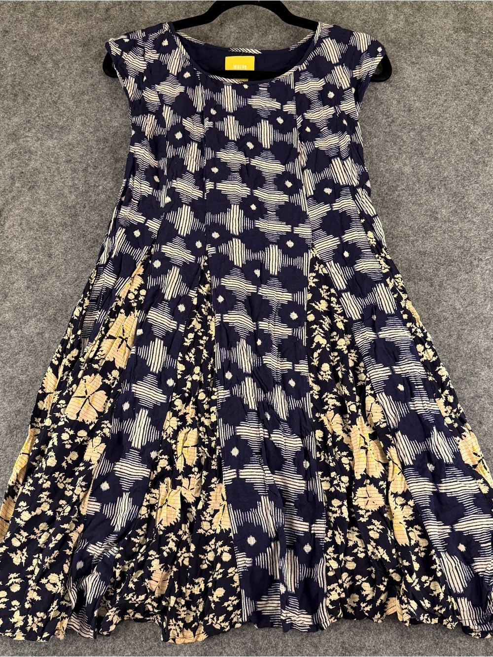 Maeve Anthropologie Indiga Swing Mini Dress Blue Floral Pullover Size Small